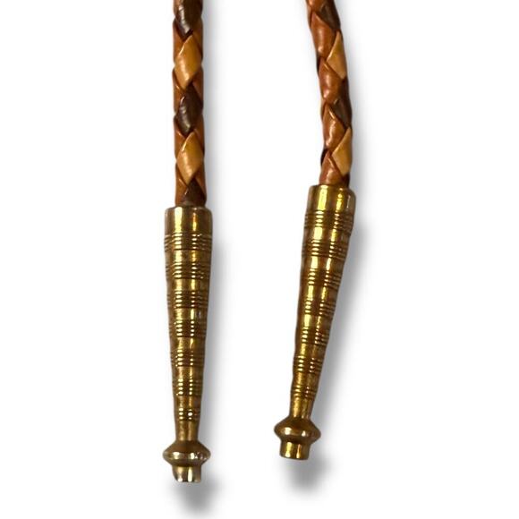 VTG Alamo Bolo Tie Mens Black Resin Brass Leather Tri-Color Chord Western Cowboy - Picture 6 of 7